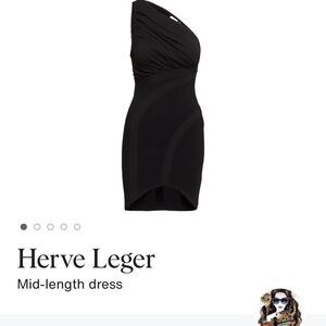 NWT Herve Leger One-Shoulder Bandage Dress Black Size 2 - Sculpting Mini